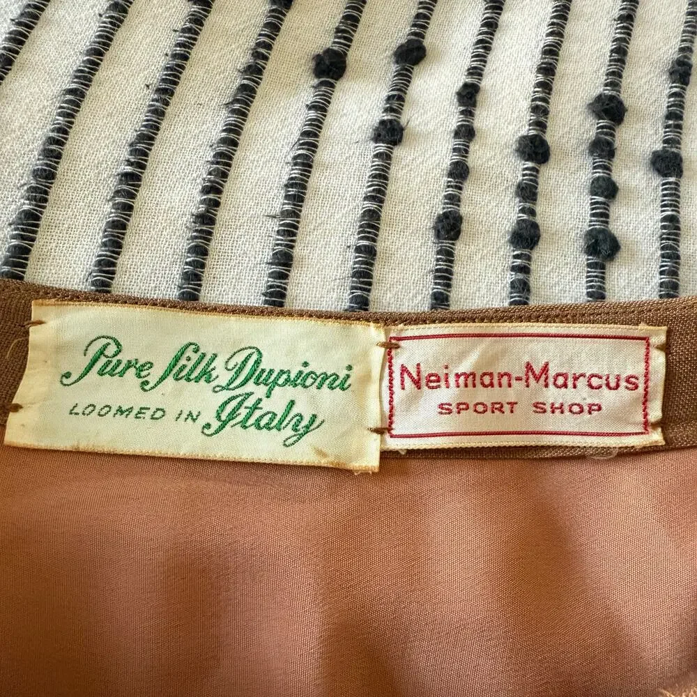 1950s Vintage NEIMAN MARCUS | Dupioni Silk Light Brown Tulip Skirt  | Size 2